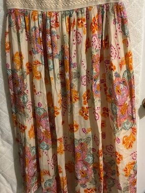Gypsy Blu Floral Midi 36 inches long Rayon women's skirt Large